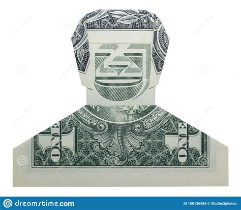 Money Origami Smiling Dude Man Face Real One Dollar Bill Isolated On