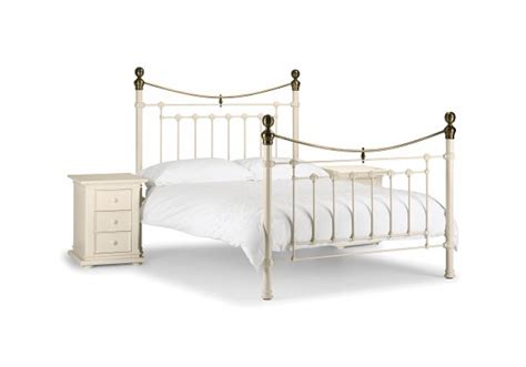 Brushed brass finish over a black metal frame. Julian Bowen Victoria 5ft Kingsize Stone White Metal Bed ...