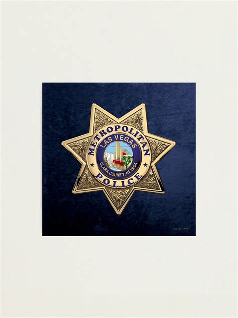 las vegas metropolitan police department lvmpd badge over blue velvet photographic print by