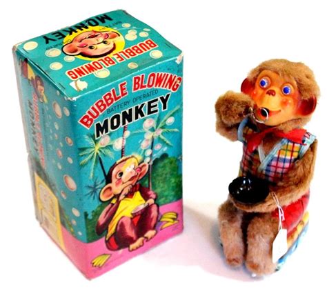 1950s Rock Valley Toy Bubble Blowing Monkey Battery Operated Toy W