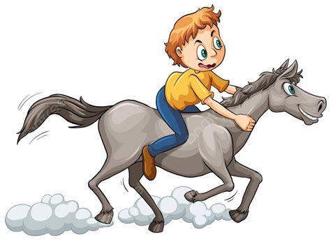 A Boy Riding A Horse Scary Animal Human Vector Scary Animal Human