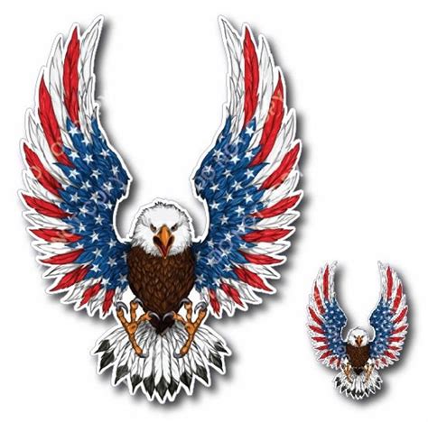 2pk American Flag Bald Eagle Usa Decal Sticker Truck Vehicle Window