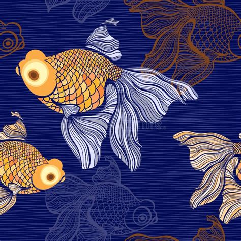 Seamless Pattern With Goldfish Stock Illustration Illustration Of