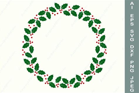 Holly Wreath Svg Christmas Circle Frame Svg Winter Border 883290