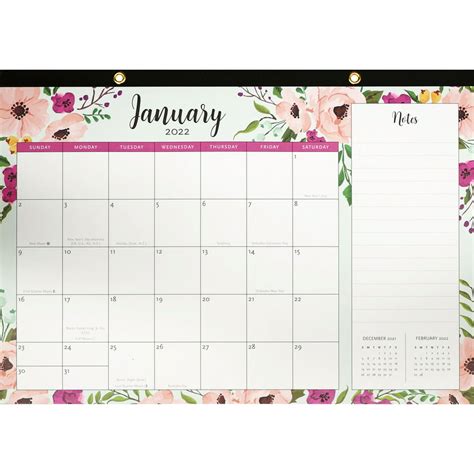 Desk Calendar Pad 2022 Floral Desk Calendar Pad 12 Month Calendar