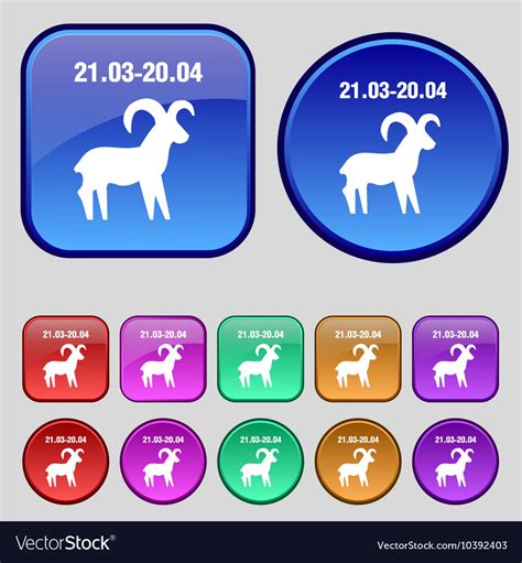 Decorative Zodiac Aries Icon Sign A Set Of Twelve Vector Image