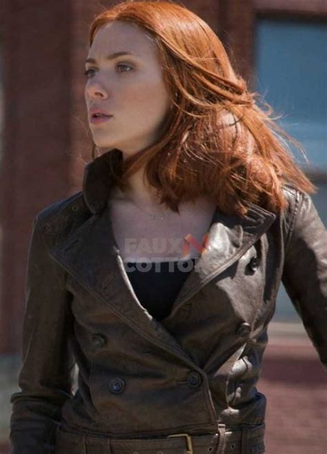 Black Widow Brown Leather Jacket Scarlett Johansson Biker Jacket