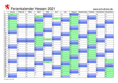 Kalender und übersicht / feiertage 2021, 2022, 2023 nach bundesländern. Schulferien-Kalender Hessen 2021 mit Feiertagen und ...