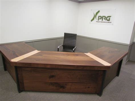 Hand Made Walnut Maple And Steel Receprion Desk By Furniture By