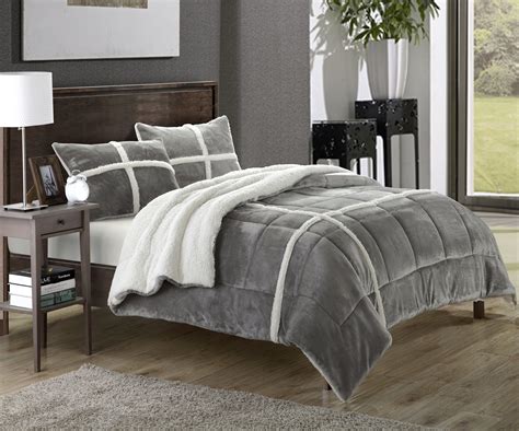 Chic Home 7 Piece Chloe Sherpa Bed In Bag Comforter Set With White