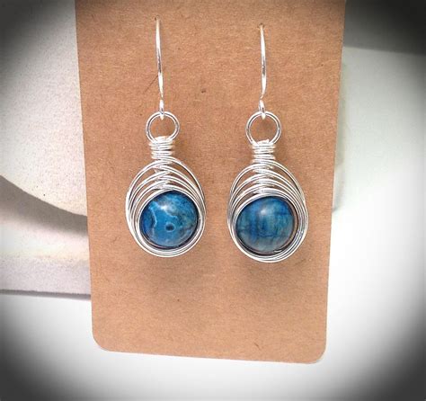 Sterling Silverwire Earrings Wire Wrapped Jewelry Etsy