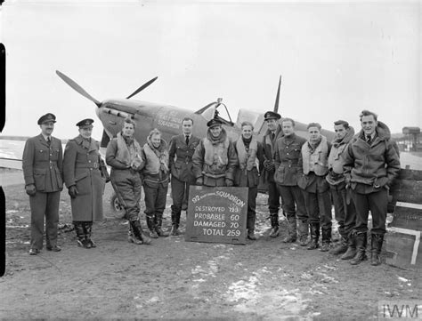 Pilots And Non Operational Officers Of No 92 Squadron Raf Standing In