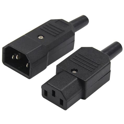 Iec Straight Cable Plug Connector C13 C14 10a 250v Black Female Male