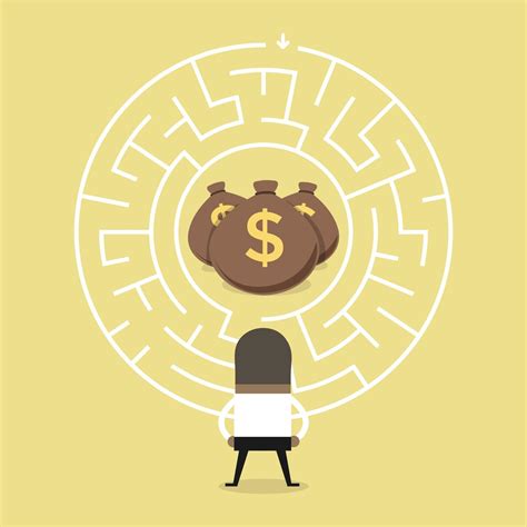 African businessman wanting to enter a money maze. 3064583 Vector Art