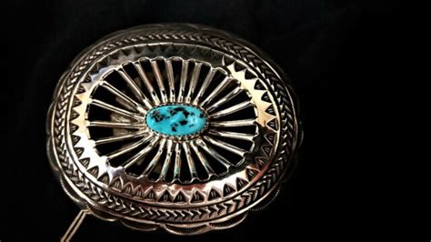 Native American Indian Carson Blackgoat Turquoise Sterling Silver Belt Buckle Ebay