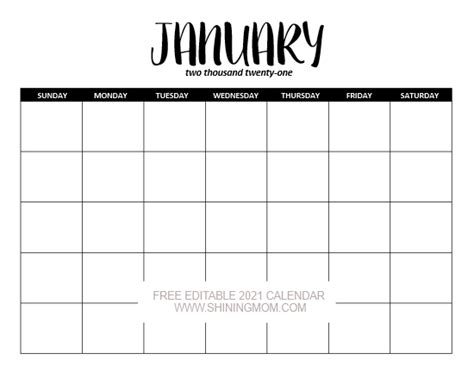 Free Fully Editable 2021 Calendar Template In Word