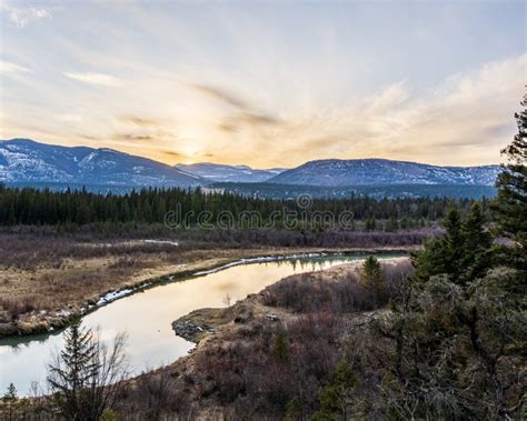 Sunset On Fairmont Creek In Canadian Rocky Mountains Spring Regional