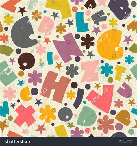 Colorful Seamless Pattern English Letters Alphabets Stock Vector