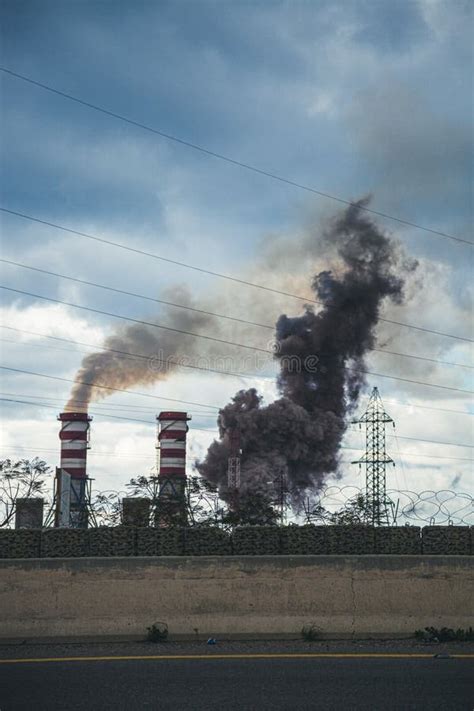 Industrial Toxic Factory Smoke Polluting Air Environment Pollution Editorial Image Image Of