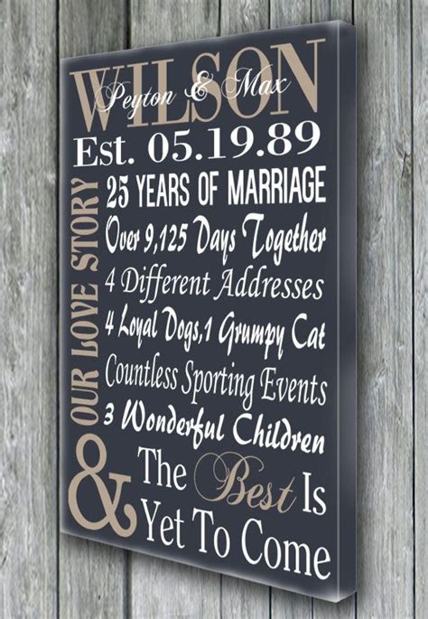 There are a few extraordinary 25th wedding anniversary gift ideas to there are a few extraordinary 25th wedding anniversary gifts to browse. Personalized 5th 15th 25th 50th Anniversary Gift, Wedding ...