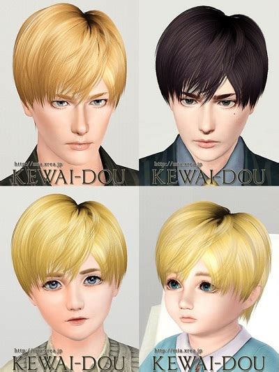 My Sims 3 Blog Kewai Dou Mutsuki Hair For Males And Females