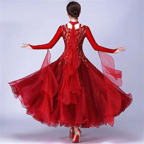 Standard Ballroom Dress Viennese Waltz Dress Waltz Dance Costumes Red