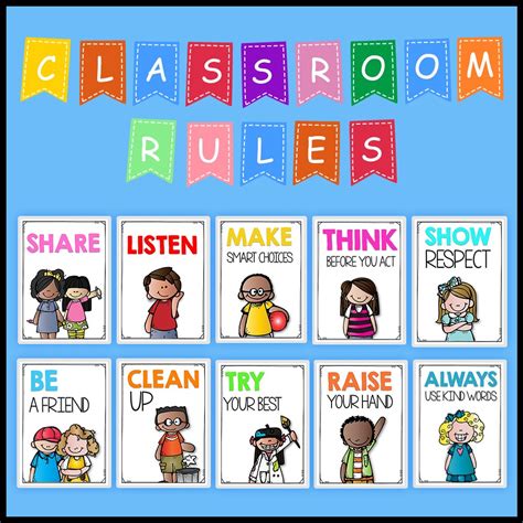 10pcs Classroom Rules A4 Educational Posters Classroom Decoration