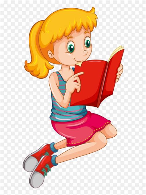 Cute Girl Reading Book On Transarent Background Png Similar Png