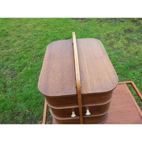 vintage danish teak sewing box cabinet chairish