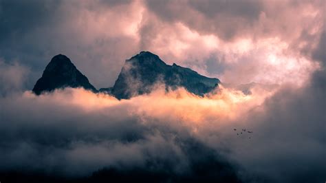 Foggy Mountain Photo Shot During Daytime Romania Hd Wallpaper
