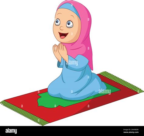 Cartoon Muslim Girl Praying On The Prayer Rug Stock Vector Image And Art Alamy