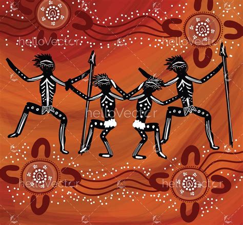 Dancing People Aboriginal Art Vector Painting Download Graphics And Vectors