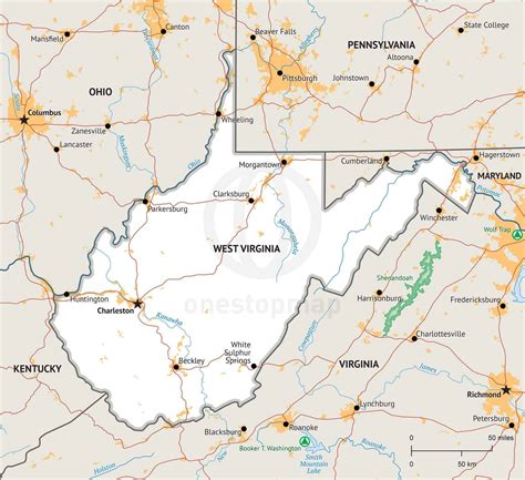 Vector Map Of West Virginia Political One Stop Map
