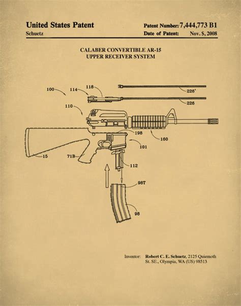 Ar 15 Patent Print Ar 15 Gun Gun Print Gun Poster Gun Etsy