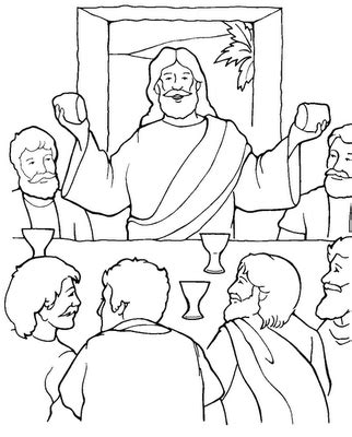 Dibujos de la Ultima Cena de Jesús para pintar Colorear imágenes
