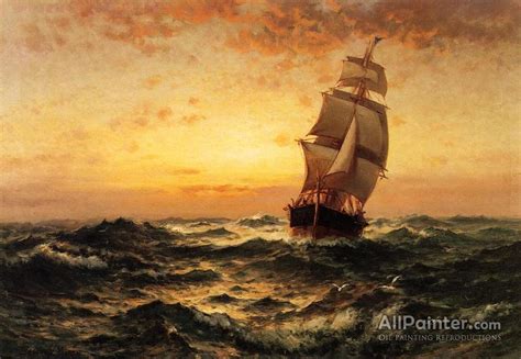 Edward Moran Ship At Sea Sunset Oil Painting Reproductions For Sale