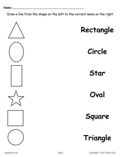 If you have questions during the. 4 Shapes Matching Worksheets | Shape worksheets for preschool, English worksheets for kids ...