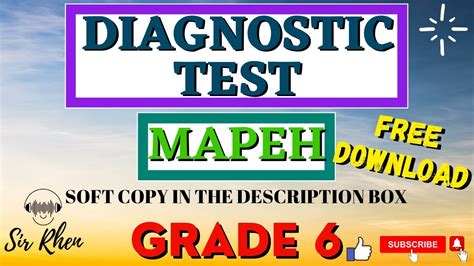 Mapeh 6 Diagnostic Test Grade 6 Pre Test In Mapeh With Softcopy