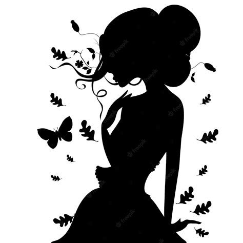 Premium Vector Beauty Girl Silhouette With Leaf Beautiful Woman