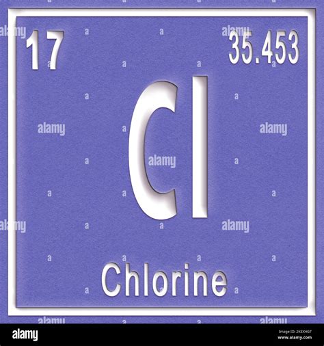 Elemento Químico De Cloro Signo Con Número Atómico Y Peso Atómico