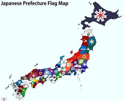 Japanese Prefecture Flag Map Japanese Prefectures Japan Prefectures