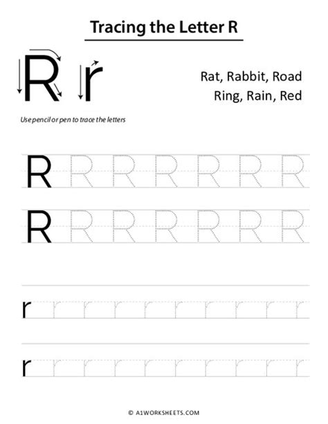 Tracing The Letter R Uppercase Lowercase Worksheet
