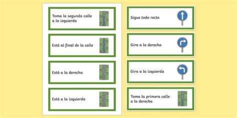 Directions Word Cards Spanish Español Teacher Made