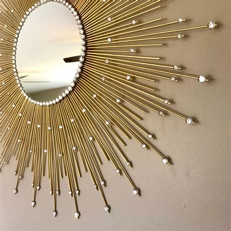 Large 31 Glamorous Gold Sunburst Mirror With Gems Etsy