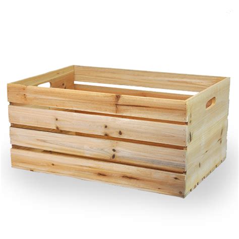Natural Wooden Storage Crate With In Handles Extra Large
