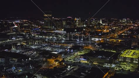 The Skyline Near Arena Parking Lots At Night Downtown Buffalo New