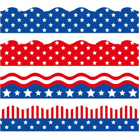 Buy Whaline 69ft 4th Of July Bulletin Board Border 60 Sheet Red Blue