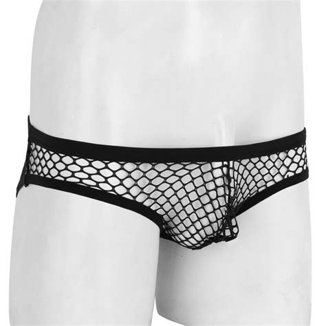 Sexy Men Fishnet Bikini Briefs Swimwear Breathable See Through Thong