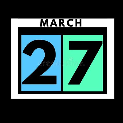 March 27 Colored Flat Daily Calendar Icon Date Day Month Stock
