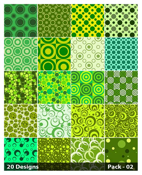 20 Green Seamless Circle Pattern Vector Pack 02